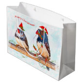 Festive Finches Gift Bag Large Cadeautasje (Achterkant Gekanteld)