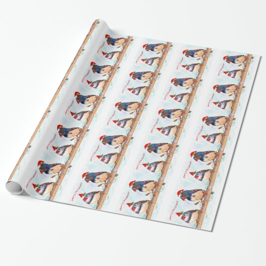 Festive Finches Wrapping Paper Cadeaupapier (Uitgerold)