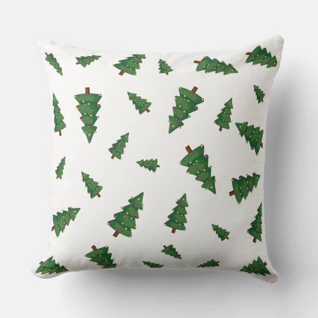 Festive Fir – Kerstboompatroon Kussen (Voorkant)