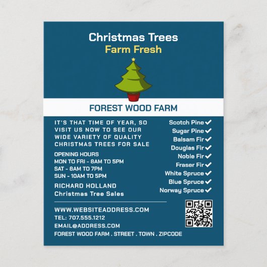 Festive Fir Tree Design, kerstboomverkoop Flyer (Voorkant)