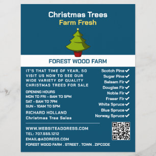 Festive Fir Tree Design, kerstboomverkoop Flyer