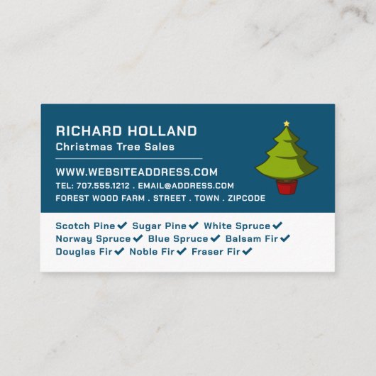 Festive Fir Tree Design, kerstboomverkoop Visitekaartje (Achterkant)