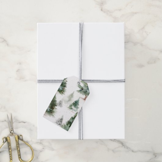 Festive Fir Tree Wenskaart Cadeaulabel (Met Touw)