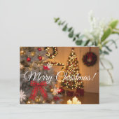 Festive fir trees decorated with garlands  feestdagenkaart (Staand voorkant)