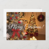 Festive fir trees decorated with garlands  feestdagenkaart (Voorkant / Achterkant)