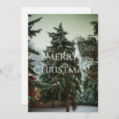 Festive fir trees decorated with garlands  feestdagenkaart (Voorkant / Achterkant)