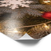 Festive fir trees decorated with garlands  foto afdruk (Hoek)