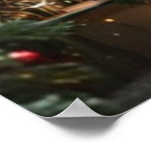 Festive fir trees decorated with garlands poster (Hoek)