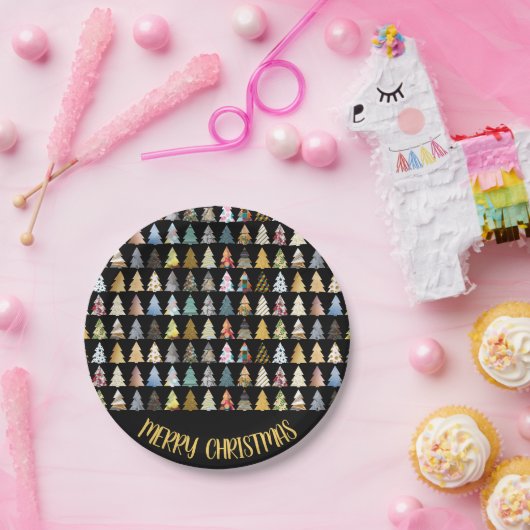 Festive Fir Trees, kerstfeest Papieren Bordje (Feest)