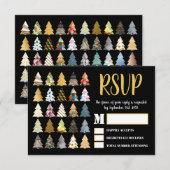 Festive Fir Trees, kerstfeest RSVP Kaartje (Voorkant / Achterkant)