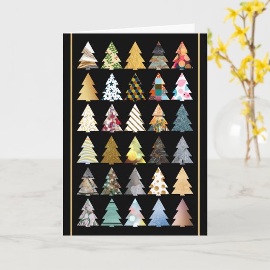 Festive Fir Trees, kerstgroet Kaart (Gele Bloem)