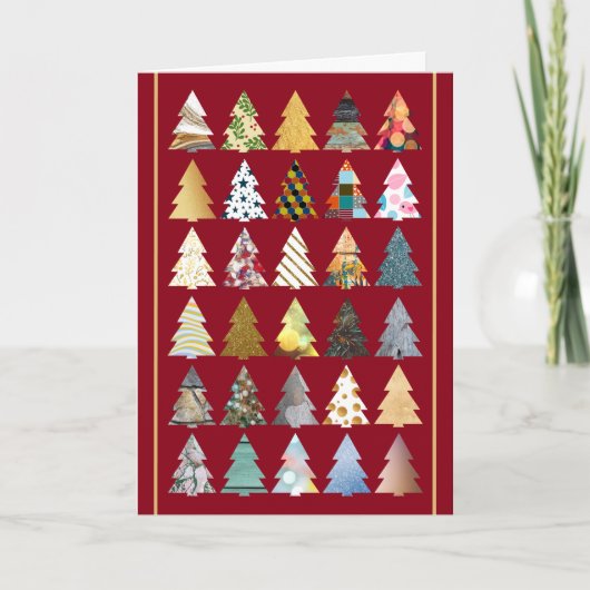 Festive Fir Trees, Red Kerstgroet Kaart (Voorkant)