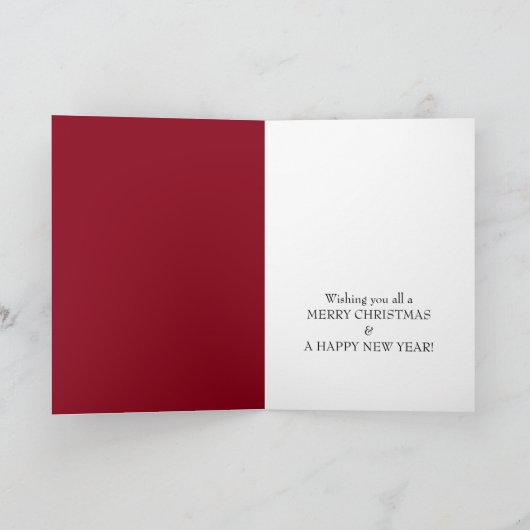 Festive Fir Trees, Red Kerstgroet Kaart (Binnen)