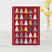 Festive Fir Trees, Red Kerstgroet Kaart (Gele Bloem)