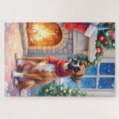 Festive Fireplace Boxer Christmas Art Legpuzzel (Horizontaal)