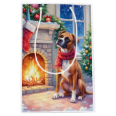 Festive Fireplace Boxer Christmas Art Medium Cadeauzakje (Voorkant)