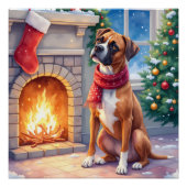 Festive Fireplace Boxer Christmas Art Perfect Poster (Voorkant)