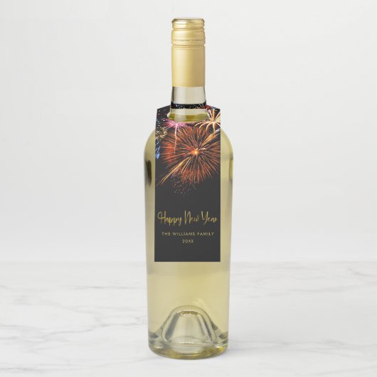 Festive Fireworks Happy New Year Flessenhanger (Op fles)