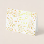 Festive Fireworks | Happy New Year Photo Gold Folie Kaarten (Voorkant)