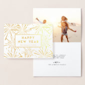 Festive Fireworks | Happy New Year Photo Gold Folie Kaarten (Display)