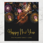 Festive Fireworks Happy New Year Wijn Etiket (Enkel label)
