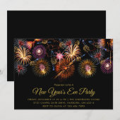 Festive Fireworks New Year's Eve Party Kaart (Voorkant / Achterkant)