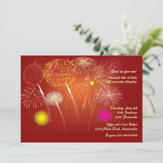 Festive Fireworks-uitnodiging Kaart (Staand voorkant)