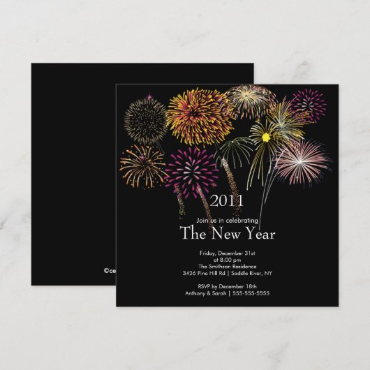 Festive Fireworks - Uitnodiging nieuwjaarspartij (Voorkant / Achterkant)