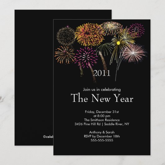 Festive Fireworks - Uitnodiging nieuwjaarspartij (Voorkant / Achterkant)