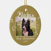 Festive First-kerstfoto met de naam Foliage-foto Keramisch Ornament (Rechts)