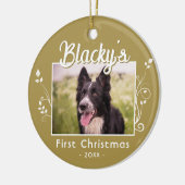 Festive First-kerstfoto met de naam Foliage-foto Keramisch Ornament (Links)