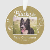 Festive First-kerstfoto met de naam Foliage-foto Ornament (voorkant)