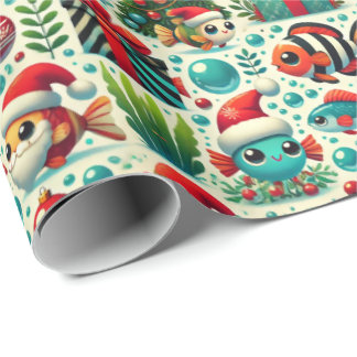 Festive Fish Christmas Wrapping Paper Cadeaupapier