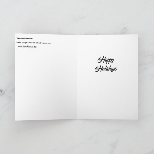 'Festive Fishnets' Schilderij op een Bedankkaart (Binnen)