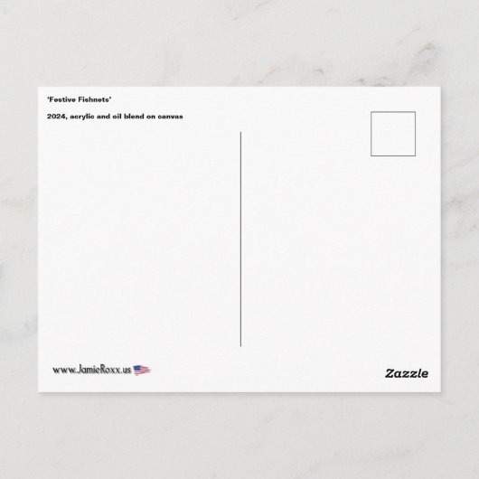 'Festive Fishnets' Schilderij op een Briefkaart (Achterkant)