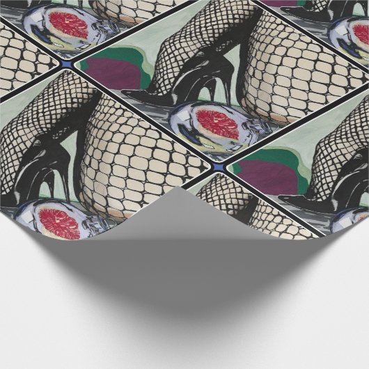 'Festive Fishnets' Schilderij op een Cadeaupapier (Hoek)