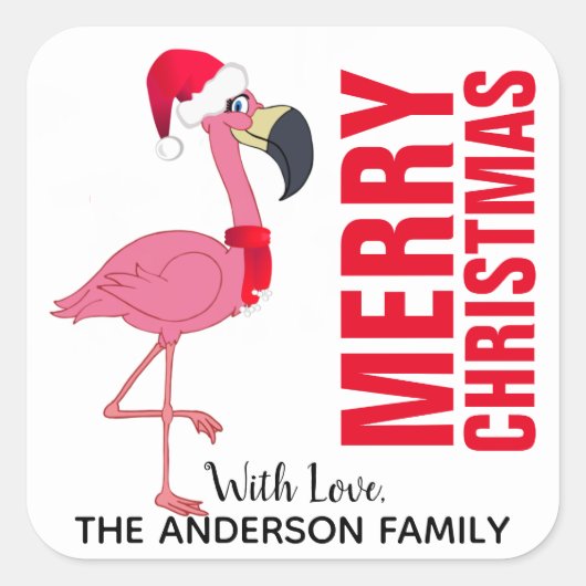 Festive Flamingo Kerstmis Label (Voorkant)