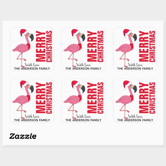 Festive Flamingo Kerstmis Label (Vel)