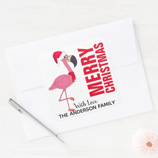 Festive Flamingo Kerstmis Label (Envelop)