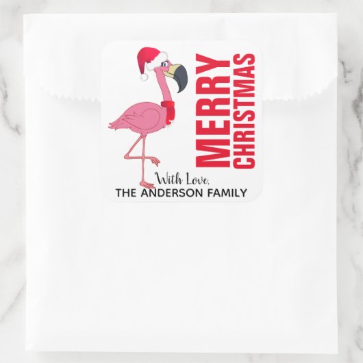 Festive Flamingo Kerstmis Label (Tas)
