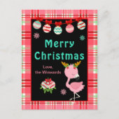 Festive Flamingo Merry Christmas Feestdagenkaart (Voorkant)