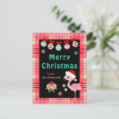 Festive Flamingo Merry Christmas Feestdagenkaart (Staand voorkant)