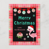 Festive Flamingo Merry Christmas Feestdagenkaart (Voorkant)