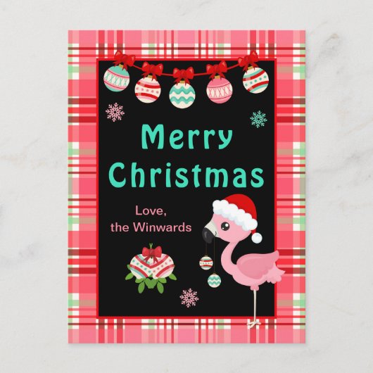 Festive Flamingo Merry Christmas Feestdagenkaart (Voorkant)