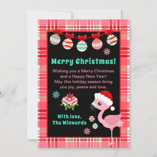 Festive Flamingo Merry Christmas Feestdagenkaart (Voorkant)