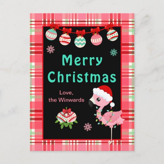 Festive Flamingo Merry Christmas Feestdagenkaart (Voorkant)