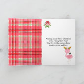 Festive Flamingo Merry Christmas with Name Feestdagen Kaart (Binnen)