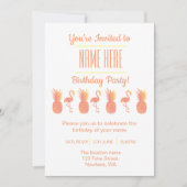Festive Flamingo & Pineapple Birthday Invitation Kaart (Voorkant)