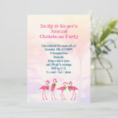 Festive Flamingos Holiday Party Uitnodiging (Staand voorkant)