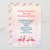 Festive Flamingos Holiday Party Uitnodiging (Voorkant / Achterkant)